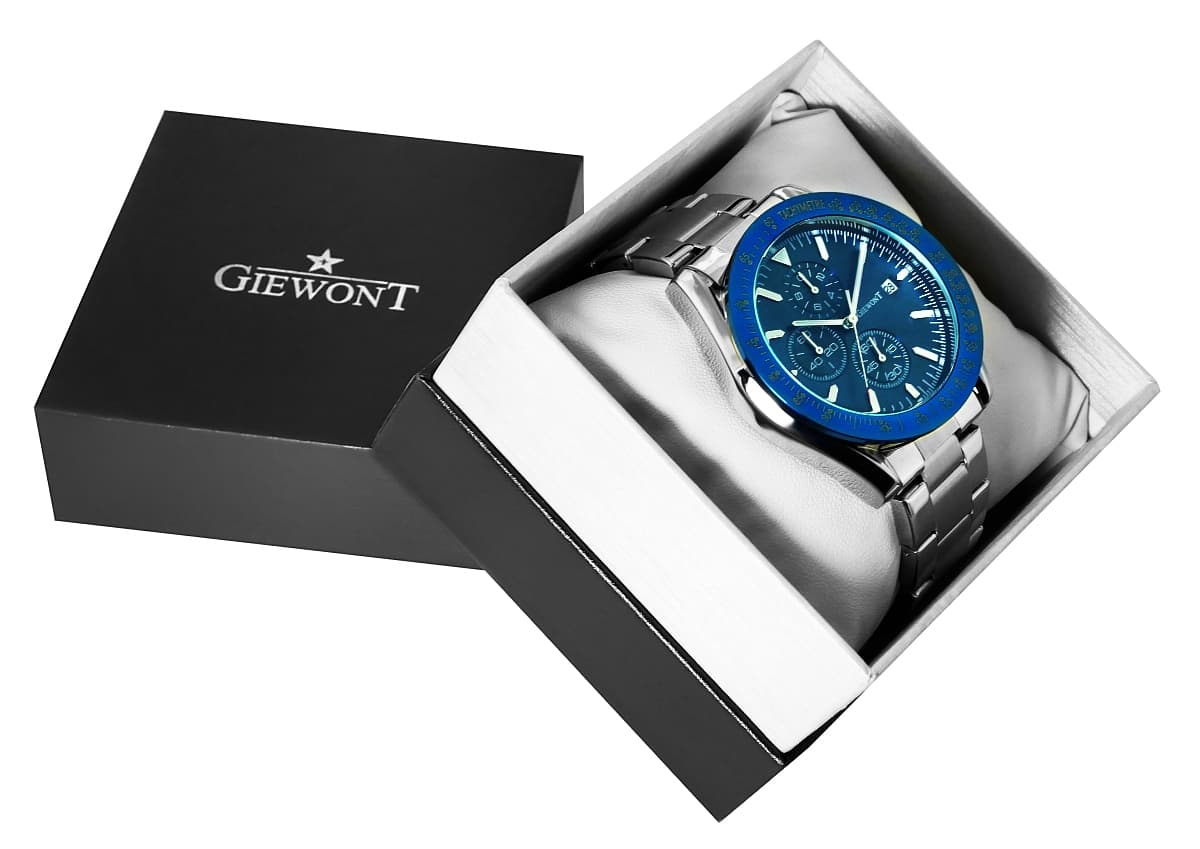 Zegarek Męski GIEWONT PrimeChrono GW8620-2 Chronograf Silver/Blue