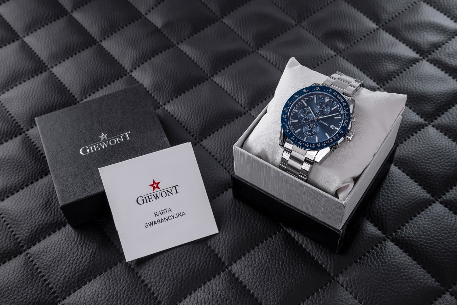 Zegarek Męski GIEWONT PrimeChrono GW8620-2 Chronograf Silver/Blue