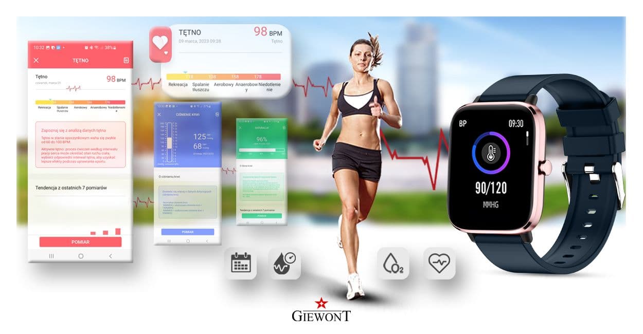 Smartwatch GIEWONT Dynamic SmartCall GW230-5 - RoseGold/Deep Ocean