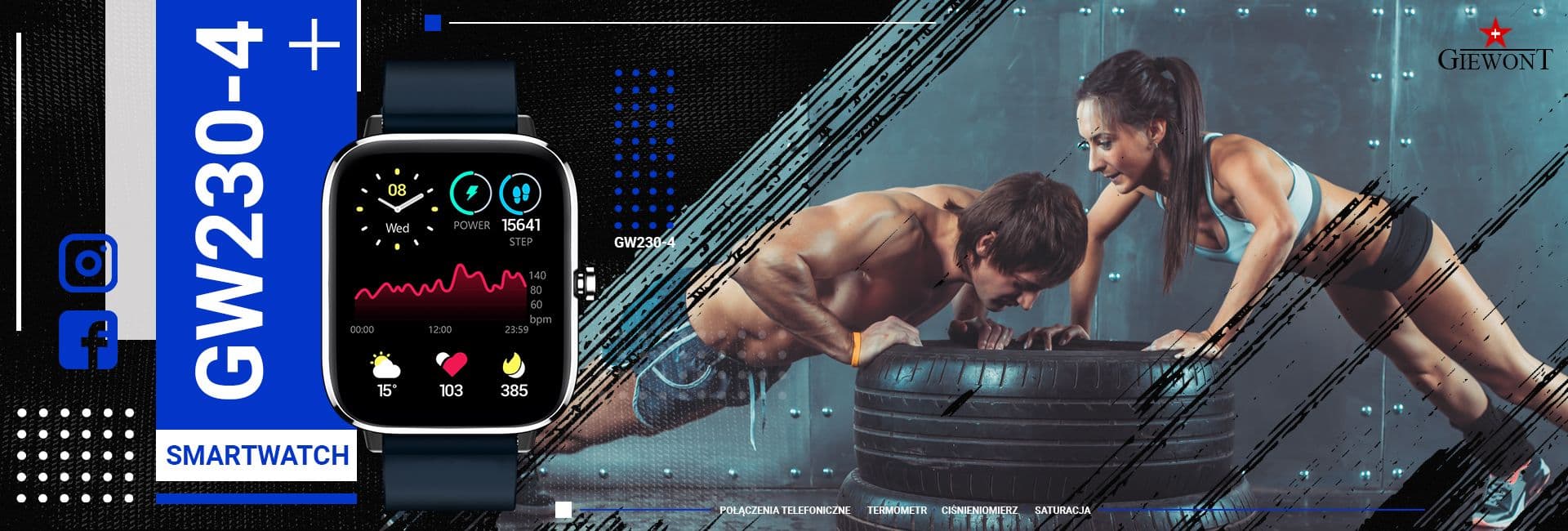 Smartwatch GIEWONT Dynamic SmartCall GW230-4 - Silver/Deep Ocean