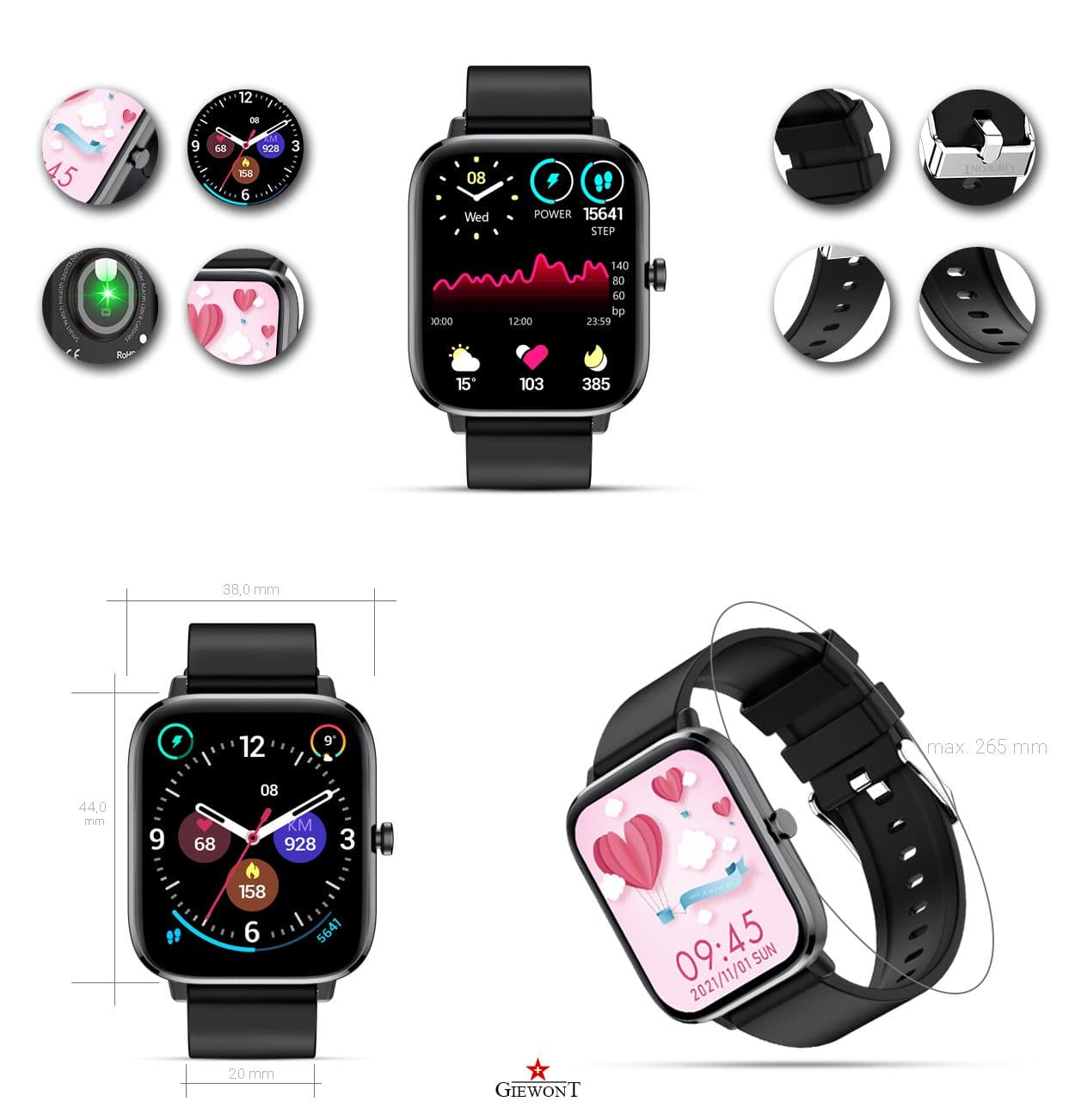 Smartwatch GIEWONT Dynamic SmartCall GW230-2 - Carbon/Carbon