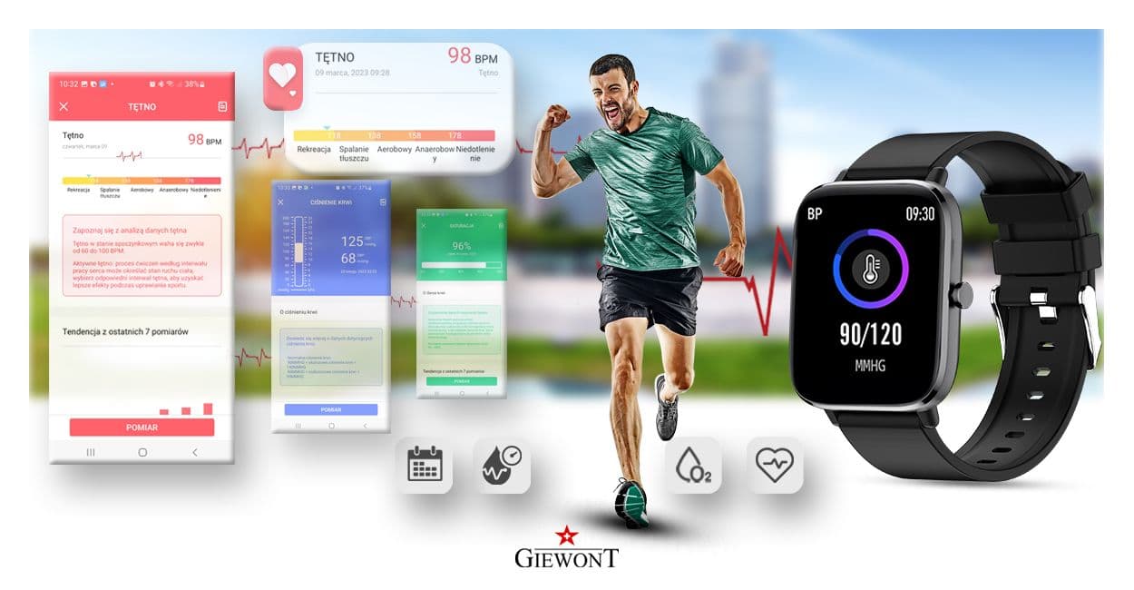 Smartwatch GIEWONT Dynamic SmartCall GW230-2 - Carbon/Carbon