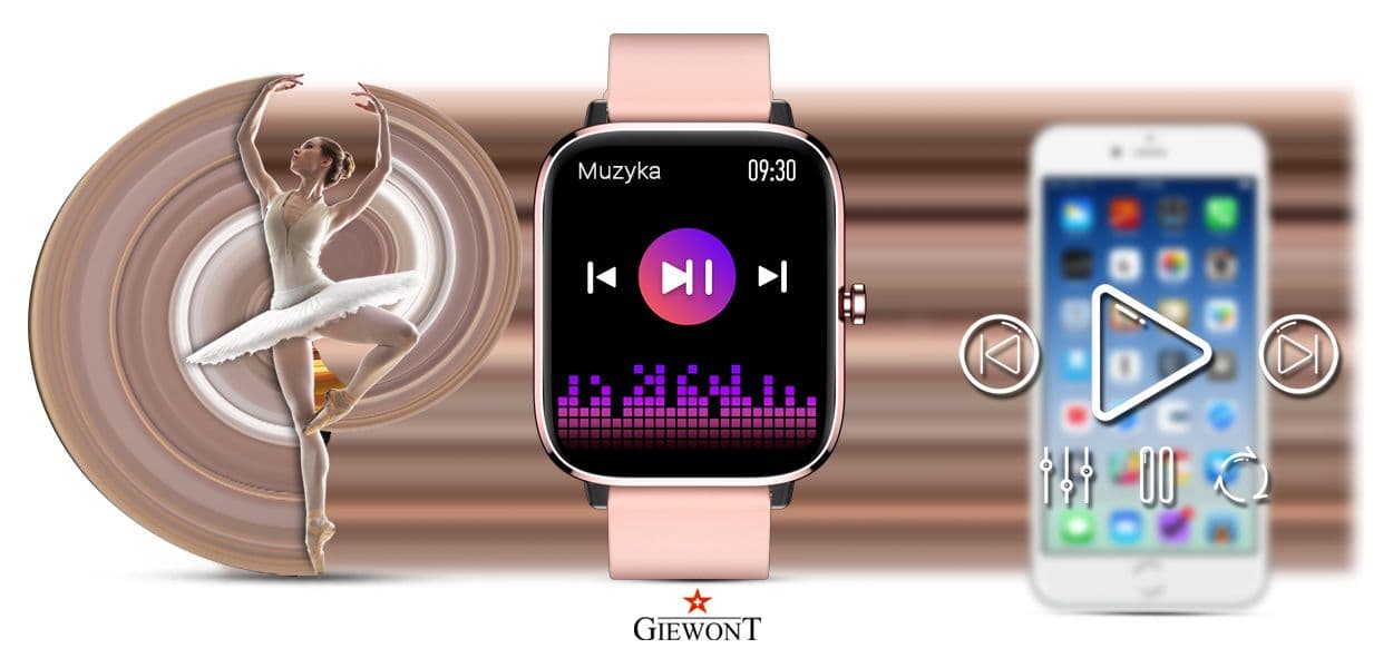 Smartwatch GIEWONT Dynamic SmartCall GW230-1 - Rose Gold/Powder Pink