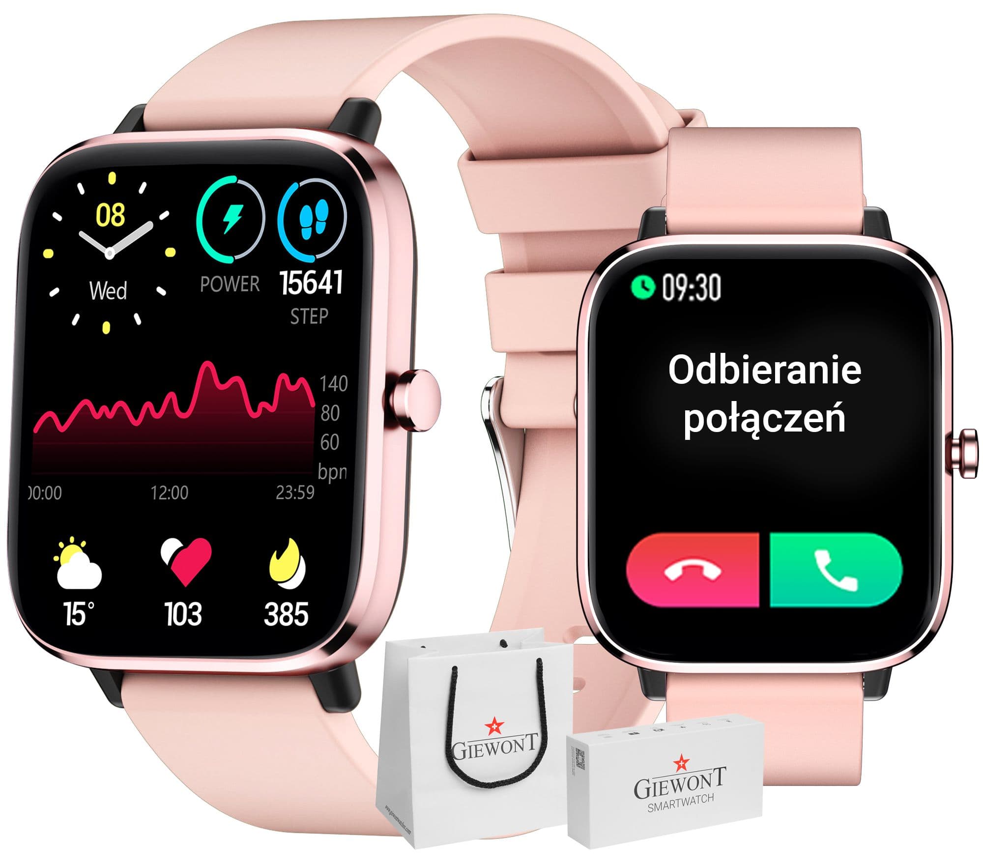 Smartwatch GIEWONT Dynamic SmartCall GW230-1 - Rose Gold/Powder Pink