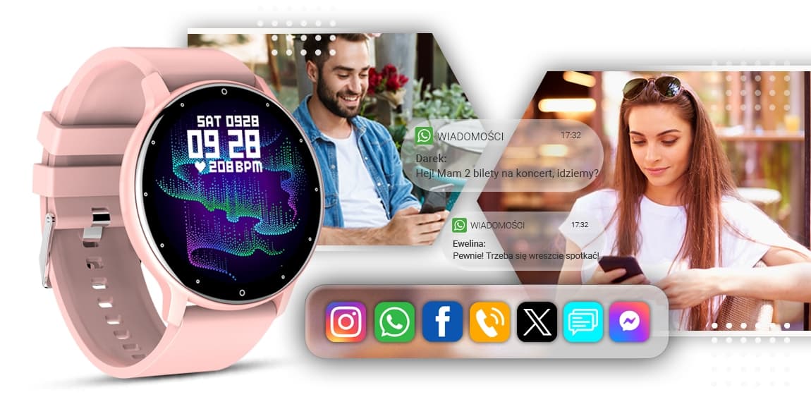 Smartwatch GIEWONT Sport Around GW120-1 - Powder Pink