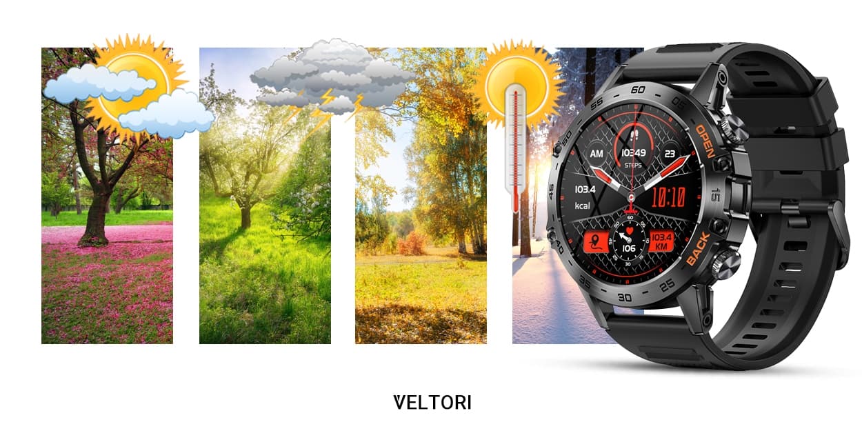 Smartwatch VELTORI VT120-1 Czarny Pasek Silikonowy
