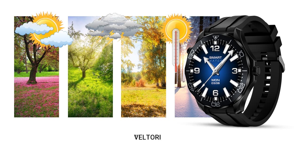 Smartwatch VELTORI VT150-1 Czarny Pasek Silikonowy + Czarna Bransoleta