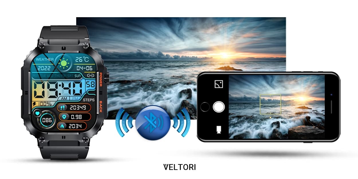 Smartwatch VELTORI VT200-1 Czarny Pasek Silikonowy