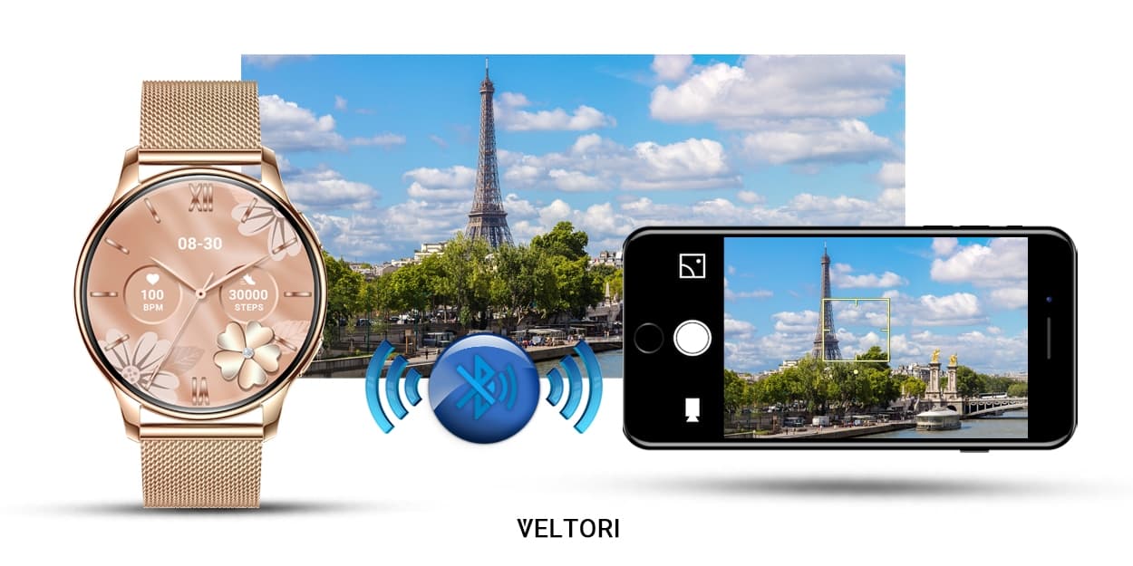 Smartwatch Damski VELTORI VT300-1 Złota Bransoleta