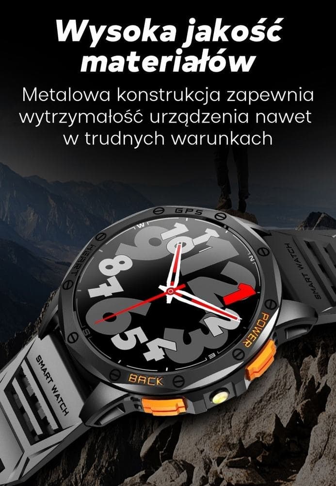 Smartwatch Męski GRAVITY GPS GT24-5 Czarny Pasek Silikonowy + Zielony Pasek Silikonowy