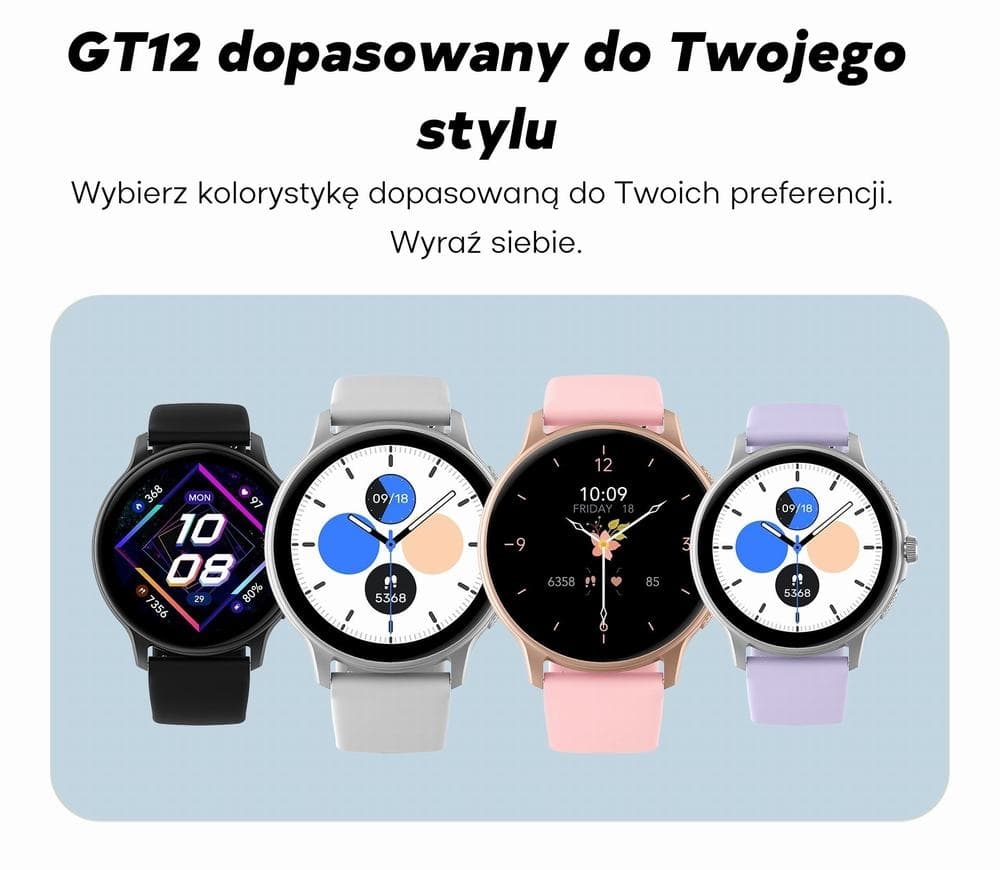Smartwatch Damski GRAVITY GT12-2 Granatowy Pasek Silikonowy + Czarna Bransoleta