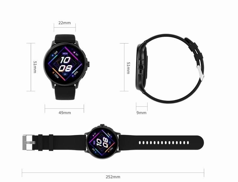 Smartwatch Damski GRAVITY GT12-2 Granatowy Pasek Silikonowy + Czarna Bransoleta