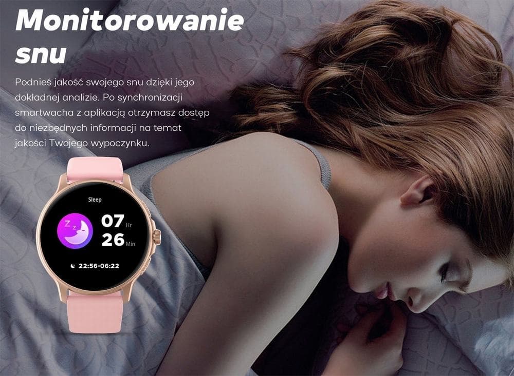 Smartwatch Damski GRAVITY GT12-4 Czarny Pasek Silikonowy + Bransoleta Różowe Złoto