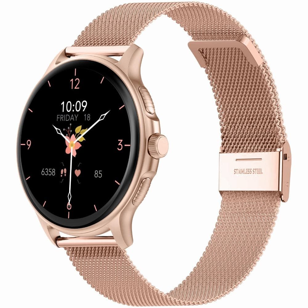 Smartwatch Damski GRAVITY GT12-4 Czarny Pasek Silikonowy + Bransoleta Różowe Złoto