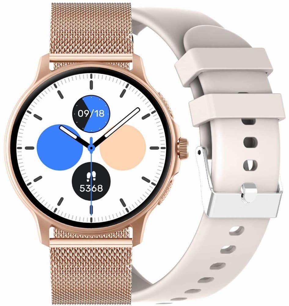 Smartwatch Damski GRAVITY GT12-5 Szary Pasek Silikonowy + Bransoleta Różowe Złoto