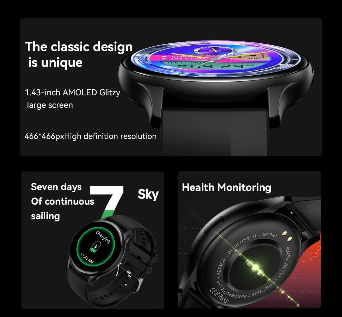 Smartwatch RUBICON RNCF11 Black SMARUB240